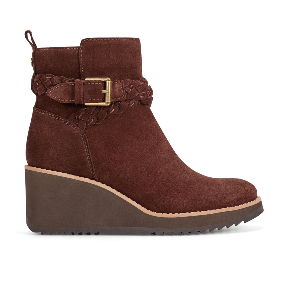 Earth Women's Chace Buckle Strap Wedge Booties- Size 5- Dark Brown - Picture 2 of 11